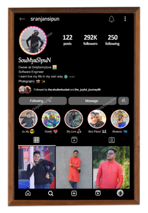 Instagram Profile Collage Photo Frame - Black