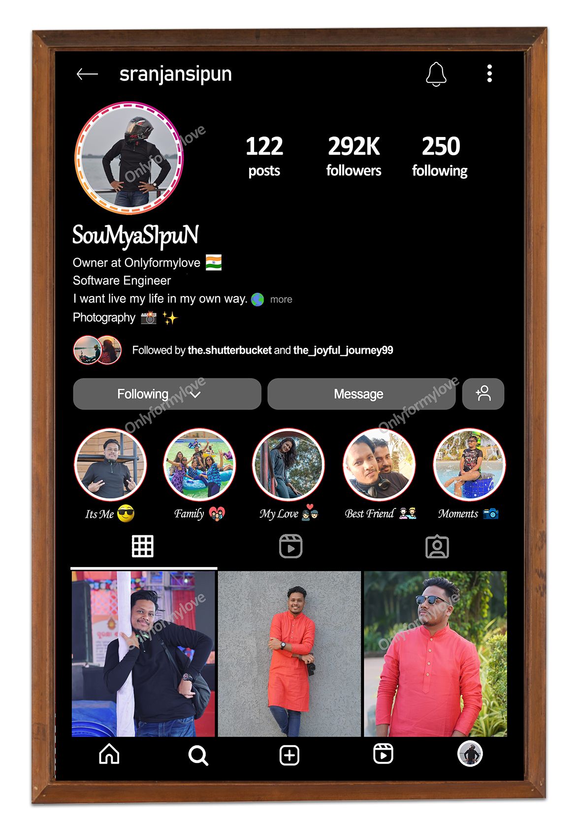 Instagram-Profile-Black Instagram Profile Collage Photo Frame - Black