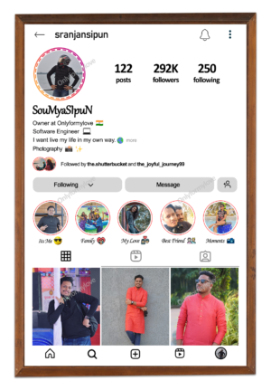 Instagram Profile Collage Photo Frame - White