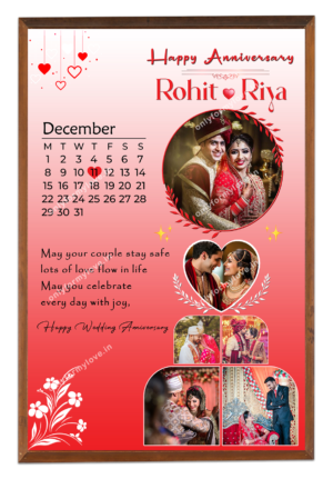 Wedding Anniversary Collage Photo Frame - Red Pink
